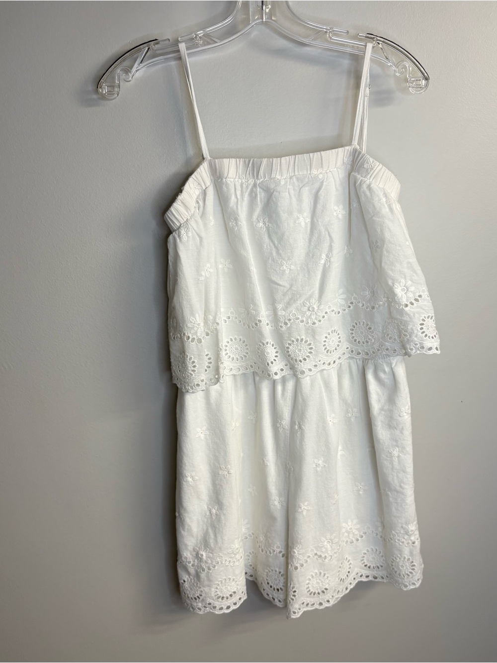 Womens White Eyelet Sleeveless Romper